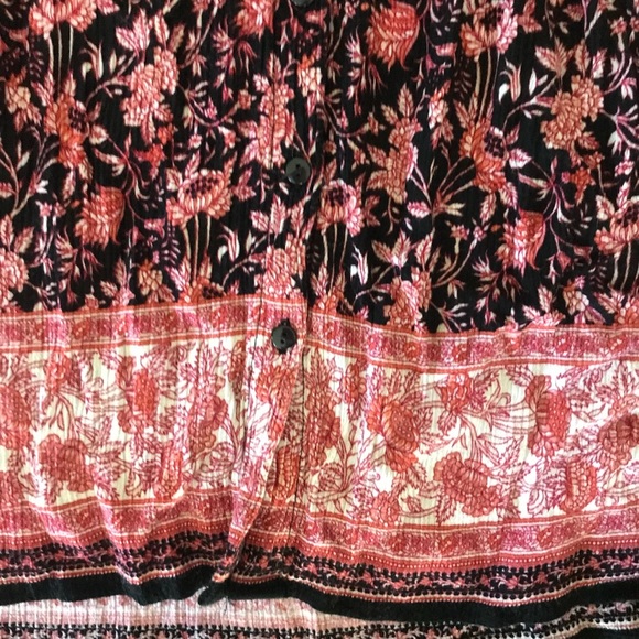 Anthropologie Staring at Stars boho pink cut out shoulder mini button dress - Picture 7 of 7